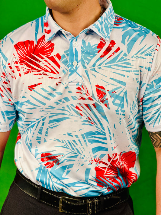 Men's Hawaiian Print Golf Polo